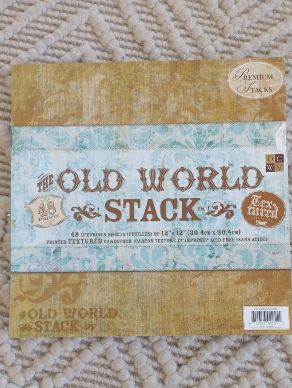 DCWV "Old World Stack" 48 Sheets Printed Textured 12x12 Cardstock Scrapbooking